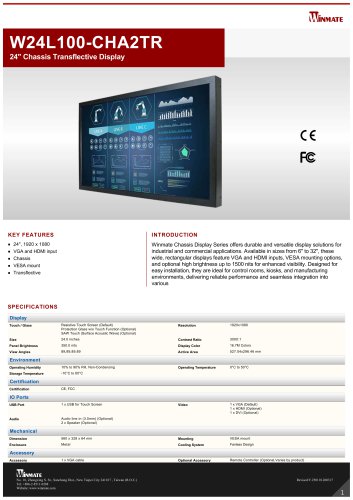 24" Chassis Transflective Display W24L100-CHA2TR