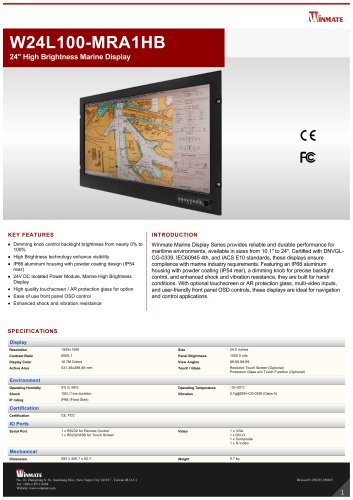 24" High Brightness Marine Display W24L100-MRA1HB