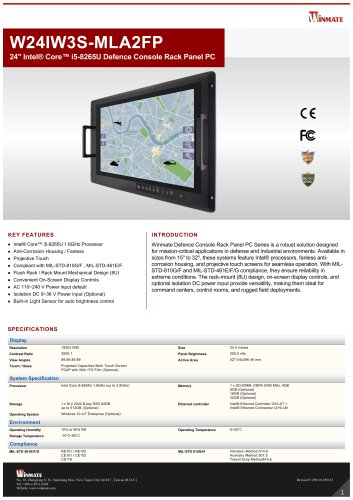 24" Intel&reg; Core&trade; i5-8265U Defence Console Rack Panel PC W24IW3S-MLA2FP