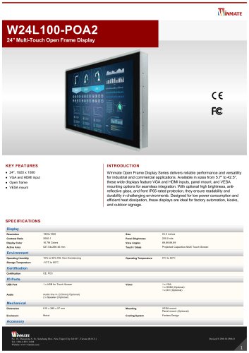 24" Multi-Touch Open Frame Display W24L100-POA2
