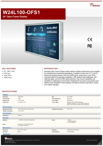 24&rdquo; Open Frame Display W24L100-OFS1