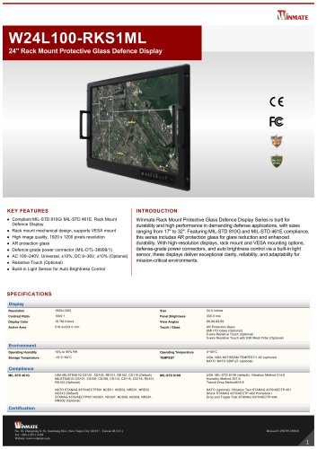24" Rack Mount Protective Glass Defence Display W24L100-RKS1ML