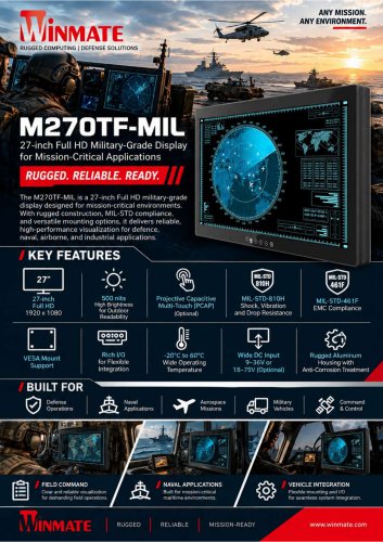 27&rdquo; 4K UHD Chassis Defence Display M270TF-MIL