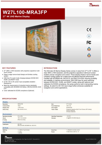 27" 4K UHD Marine Display W27L100-MRA3FP