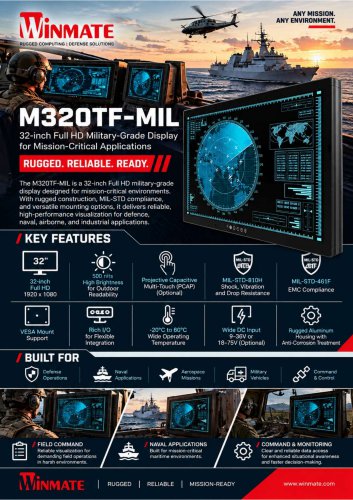 31.5" 4K UHD Chassis Defence Display M320TF-MIL