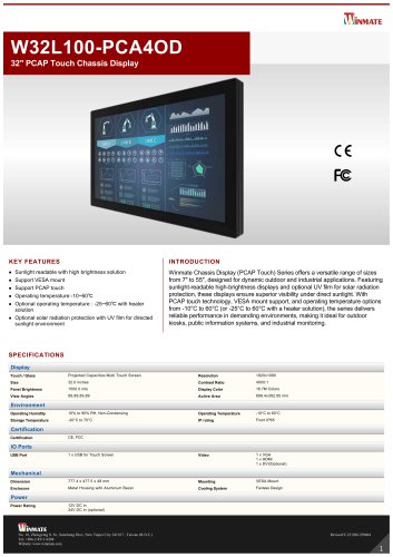 32" PCAP Touch Chassis Display W32L100-PCA4OD