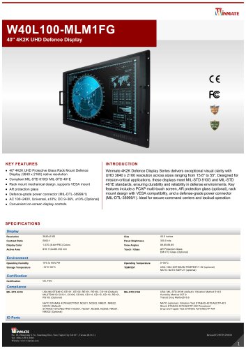 40" 4K2K UHD Defence Display W40L100-MLM1FG