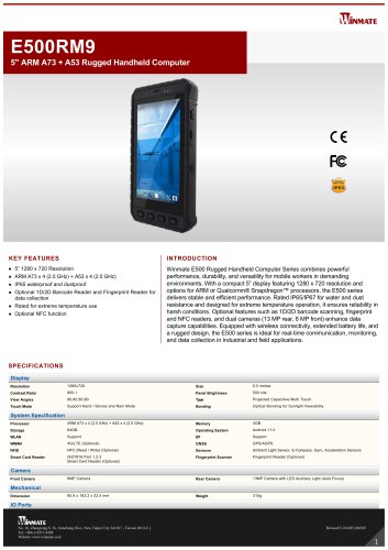 5" ARM A73 + A53 Rugged Handheld Computer E500RM9