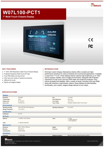 7" Multi-Touch Chassis Display W07L100-PCT1