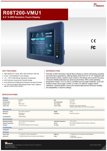 8.4" G-WIN Resistive Touch Display R08T200-VMU1