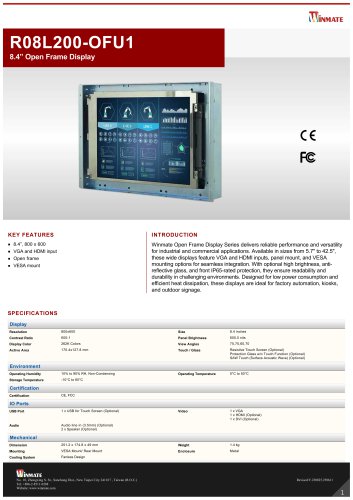 8.4” Open Frame Display R08L200-OFU1