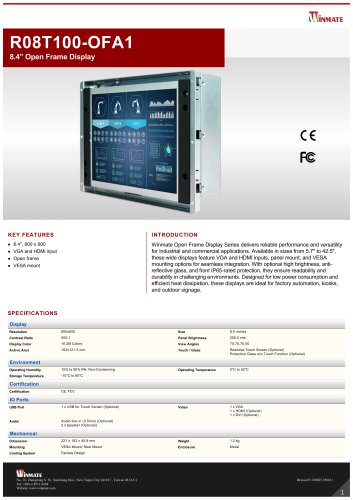 8.4” Open Frame Display R08T100-OFA1