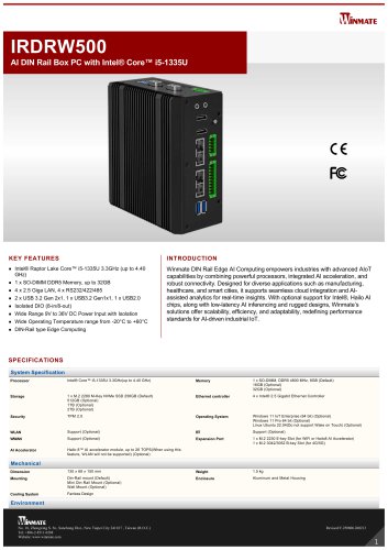 AI DIN Rail Box PC with Intel&reg; Core&trade; i5-1335U IRDRW500