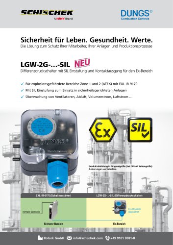 LGW-2G-…-SIL Differenzdruckschalter mit SIL Einstufung und Kontaktausgang für den Ex-Bereich (ATEX)