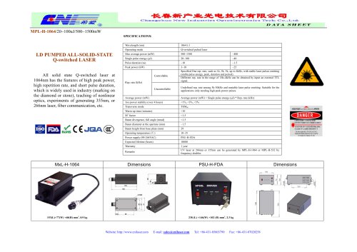 MPL-H-1064 All solid state Q-switched laser from CNI