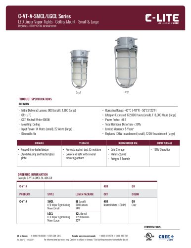 C-Lite™ C-VT-A-SMCL/LGCL Series Vapor Tight