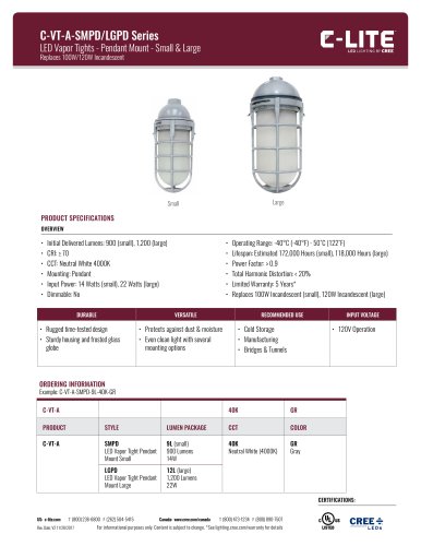 C-Lite™ C-VT-A-SMPD/LGPD Series Vapor Tight