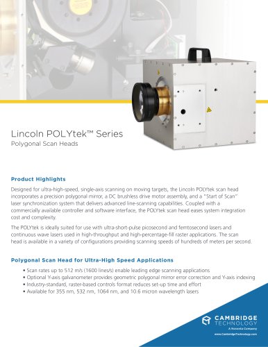 Lincoln POLYtek™ Series Polygonal Scan Heads