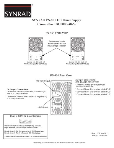 SYNRAD PS-401 DC Power Supply