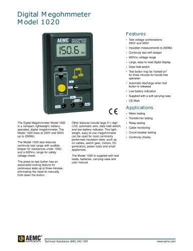 1020 500V Megohmmeters 