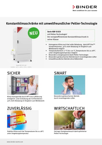 Konstantklimaschränke mit umweltfreundlicher Peltier-Technologie  Flyer Serie KBF-S ECO