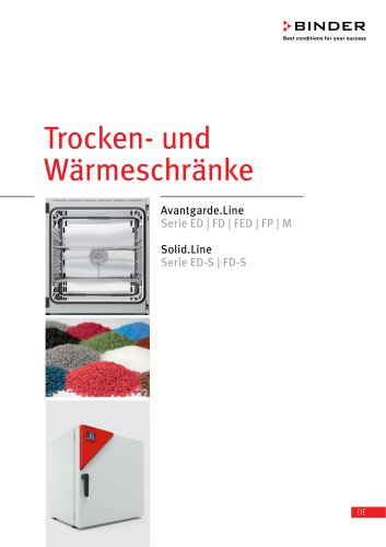 Trocken- und Wärmeschränke  Serien ED | ED-S | FD | FD-S | FED | FP | M