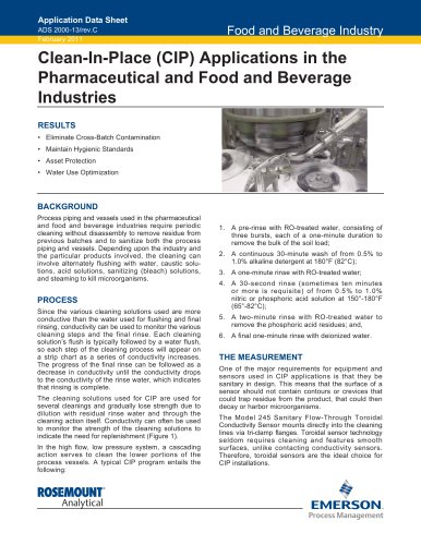 Clean-in-Place Pharmaceutical and Food & Beverage Industries