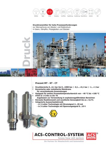 Drucksensor Precont MT/KT/CT mit metallischem oder keramischem DMS-Sensor