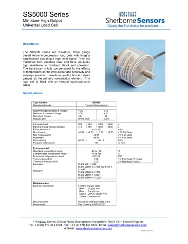 Sherborne Sensors SS5000 Series Minature High Output Load Cells