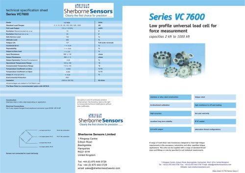 Sherborne Sensors VC7600 Series Universal Force Transducer