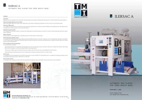 ILERSAC A: AUTOMATIC BAG PLACER FOR OPEN MOUTH BAGS