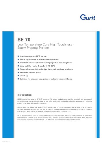 SE 70 - Low Temperature Cure High Toughness Epoxy Prepreg System (v6)