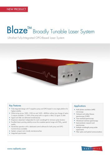 Blaze - Ultrafast Broadly Tunable Laser System