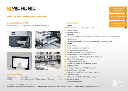 VERSATILE SAMPLE MANAGEMENT EQUIPMENT