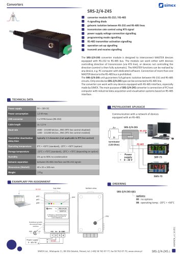 RS232/RS485 converter SRS-2/4-Z45 datasheet