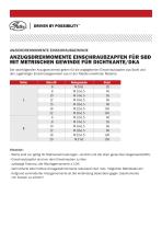 Tightening Torques Screw-in plug for SBD SBE SGE Info sheet - 2