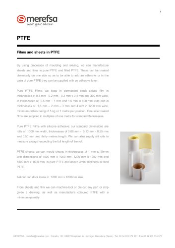 Films and sheets in PTFE