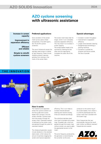 cyclone screening with ultrasonic assistance