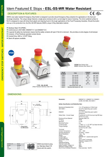 Idem Featured E Stops - ESL-SS-WR Water Resistant