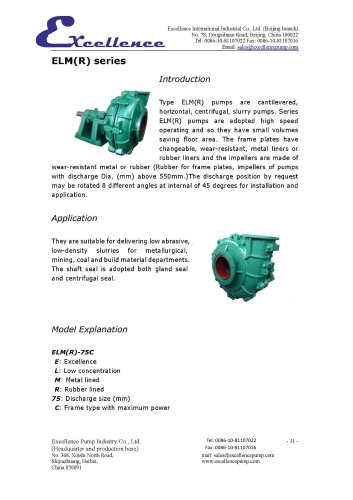 ELM slurry pump performance chart