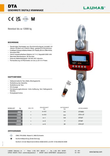 DTA GENEHMIGTE DIGITALE KRANWAAGE