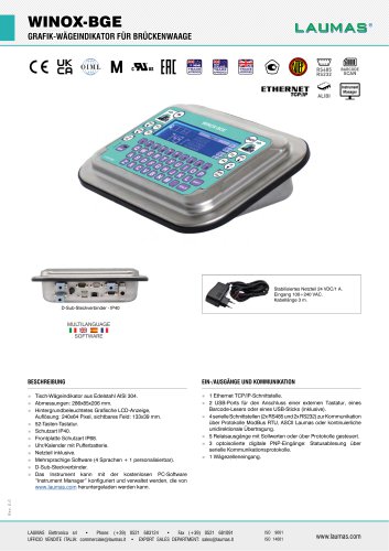 WINOX-BGE GRAFIK-WÄGEINDIKATOR FÜR BRÜCKENWAAGE