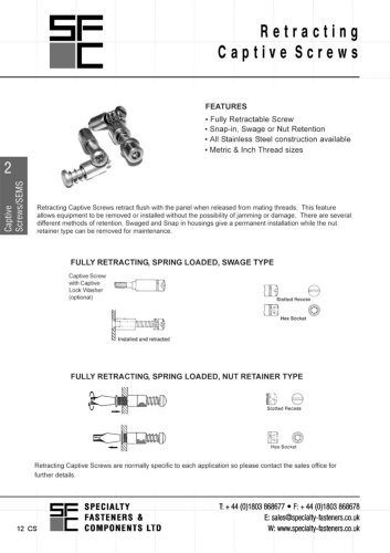 retracting captive screws