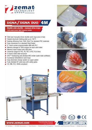 SIGNA 4M | Double side shuttle - manual drive trays high frequency welder