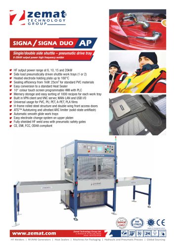 SIGNA DUO AP | Single/Double side shuttle - pneumatic drive trays high frequency welder