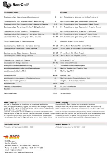 BaerCoil® Gewindeeinsätze und Gewindeinstandsetzung