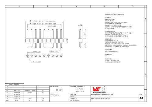 2.54mm Pin Header WR-PHD  613 001 111 21 