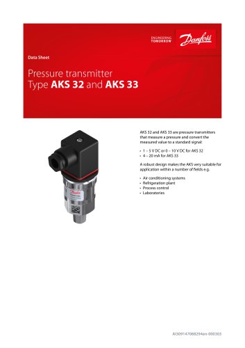 Pressure transmitter Type AKS 32 and AKS 33