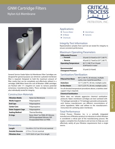 Service Nylon 6,6 Cartridge Filters