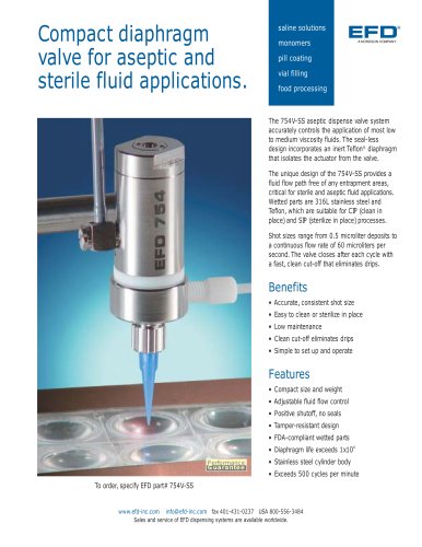 754V diaphragm valve for sterile fluid applications